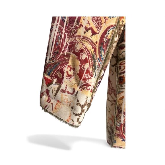 Chico's VINTAGE Boho Art to Wear paisley print faux fur-lined coat jacket - Picture 6 of 11